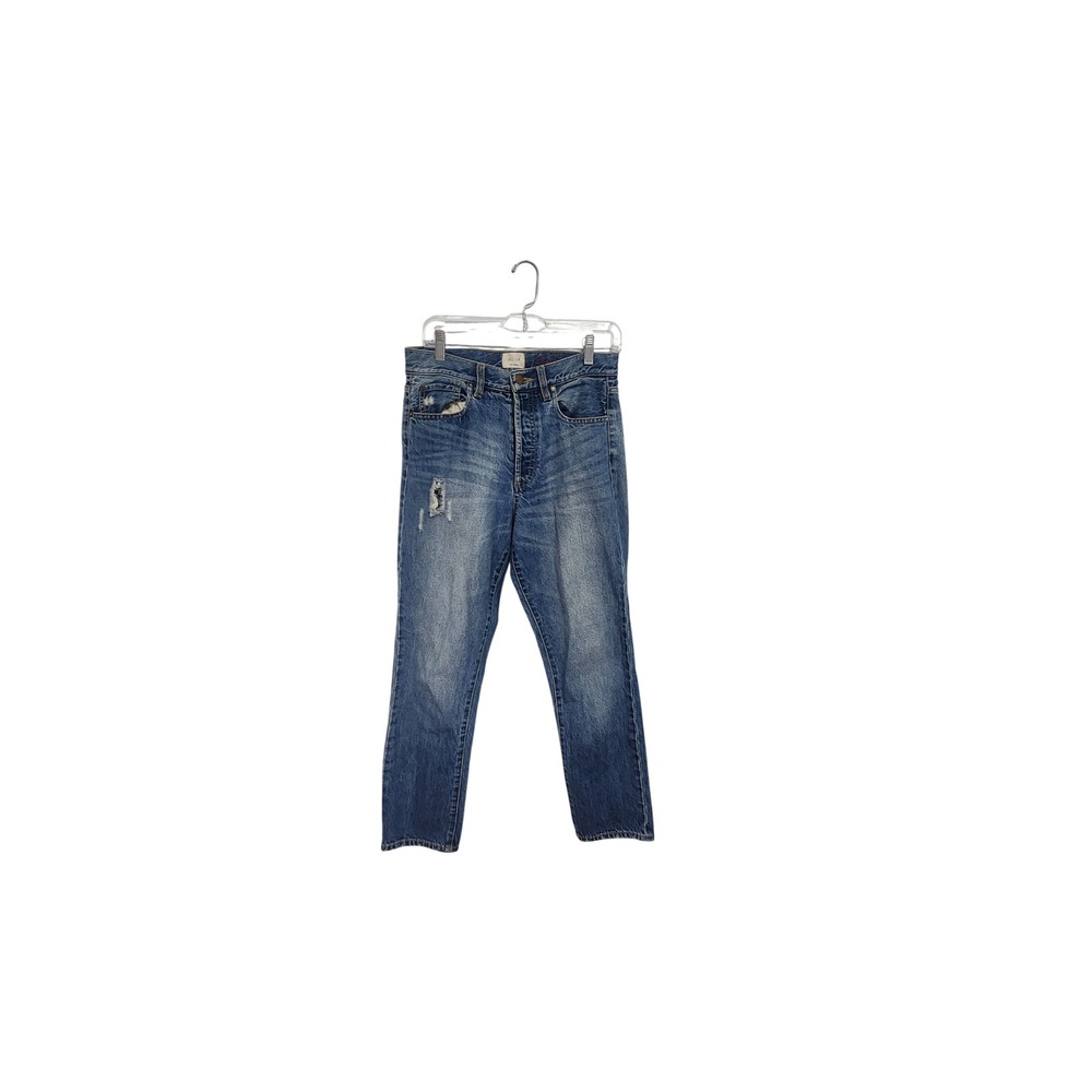 Alice +‎ Olivia AO.LA Good High Waist Straight Leg Distressed Blue Jeans 28x26